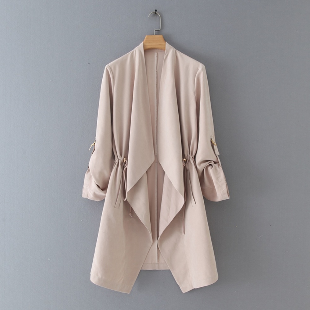 Women Blush Open Coat/Jacket and Foldable Sleeves